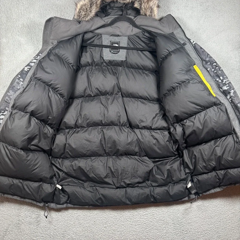 The North Face Goose Down McMurdo Parka Men XL Gray HyVent Hooded Fur Coat Heavy